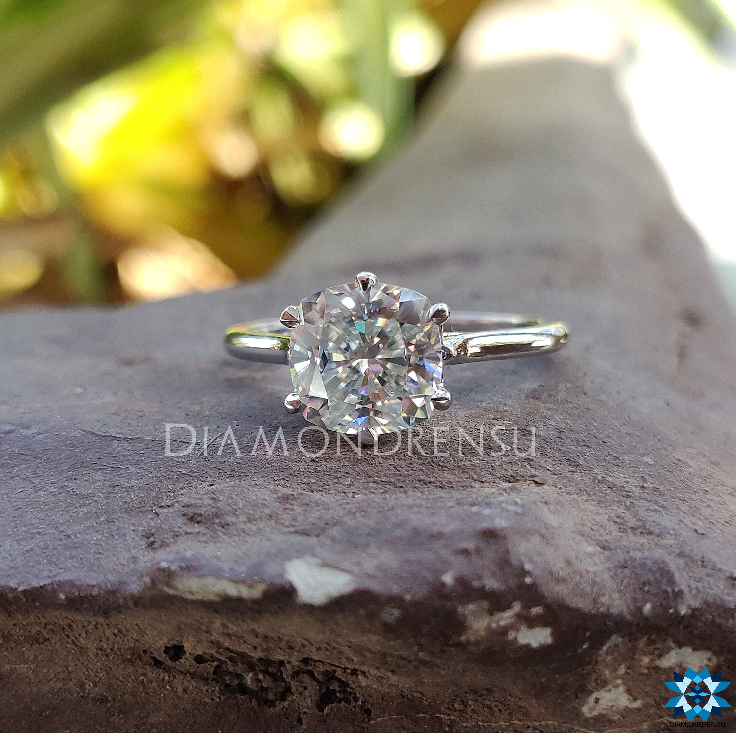Cushion Solitaire Ring | 2.25 CT Cushion Colorless Moissanite Ring | Wedding Ring | Moissanite Engagement Ring | 14KT Solid White Gold Ring