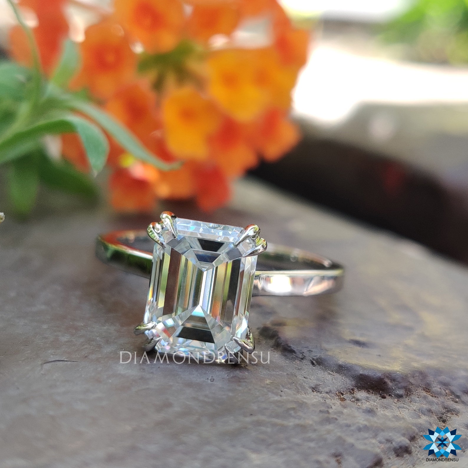 3.0 CT Emerald Cut Colorless Moissanite Solitaire Ring - Etsy