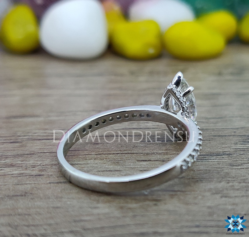Marquise Near Colorless Moissanite Ring Gifther Solid White Gold Ring Marquise Moissanite Ring 1.25 TW Engagement Ring Wedding Ring