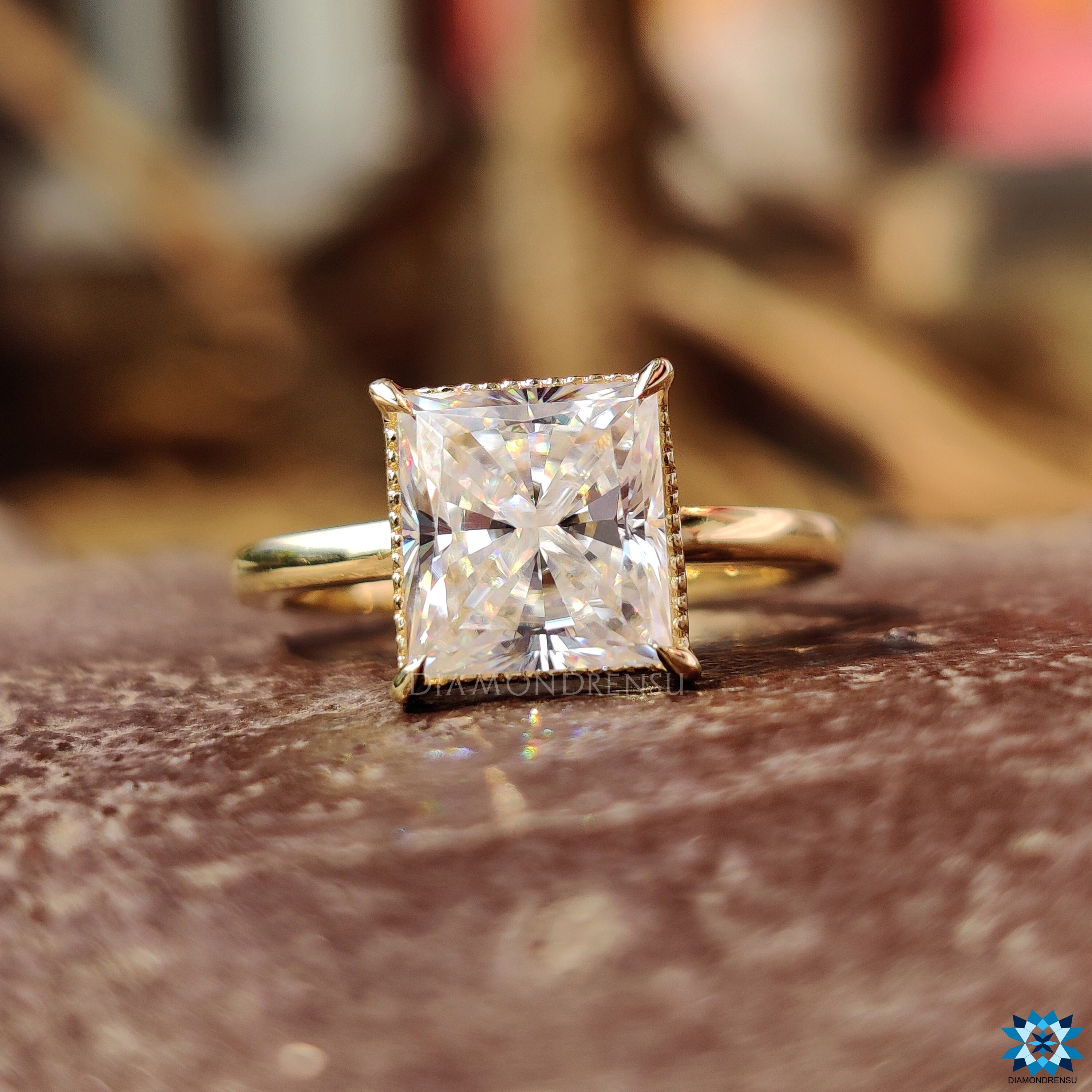 1,93 CT prinses geslepen kleurloze moissaniet ring, solitaire trouwring, prinses geslepen moissaniet ring, ring jubileumcadeau, ring voor vrouwen