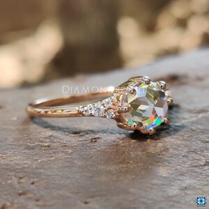 Antique Vintage 0.65 TCW Round Rose Cut Colorless Moissanite Engagement ...