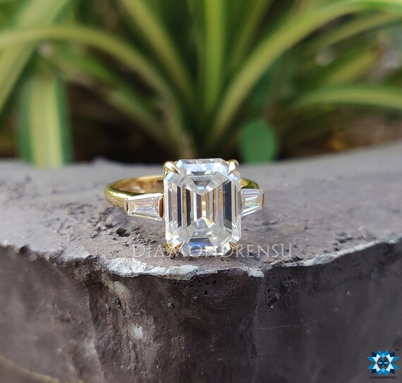 Emerald Cut Colorless Moissanite Ring 3.50 TCW Emerald and | Etsy