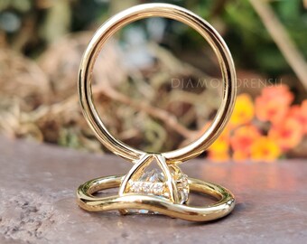 3.58 TW ラディアントカット無色モアッサナイトリング、クラシック