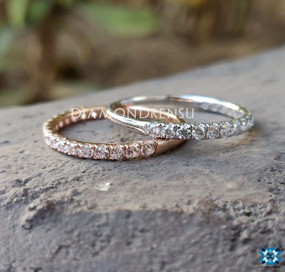 14k Rose Gold Diamond Set Of 2 Wedding Bands 14k Rose Gold Diamond Set Of 2 Wedding Bands