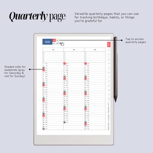 Daily Planner & Life Book for reMarkable Paper Pro, Techonichi Japanese style, quarterly monthly weekly, list tracker, meeting project notes image 4