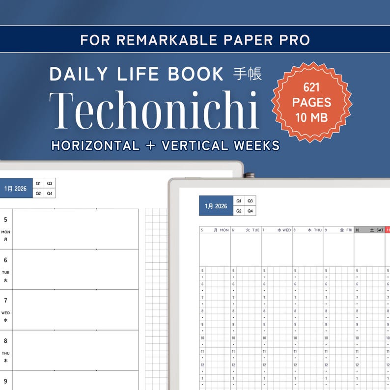 planner 2026, digital planner 2026, daily planner 2026, academic planner, 2026 digital planner, remarkable paper pro template, remarkable 2 template, hobonichi cousin template, quarterly planner 2026 remarkable, hobonichi template, rmpp template, vertical week, horizontal week, schedule view, week view, task tracker, remarkable calendar, remarkable agenda