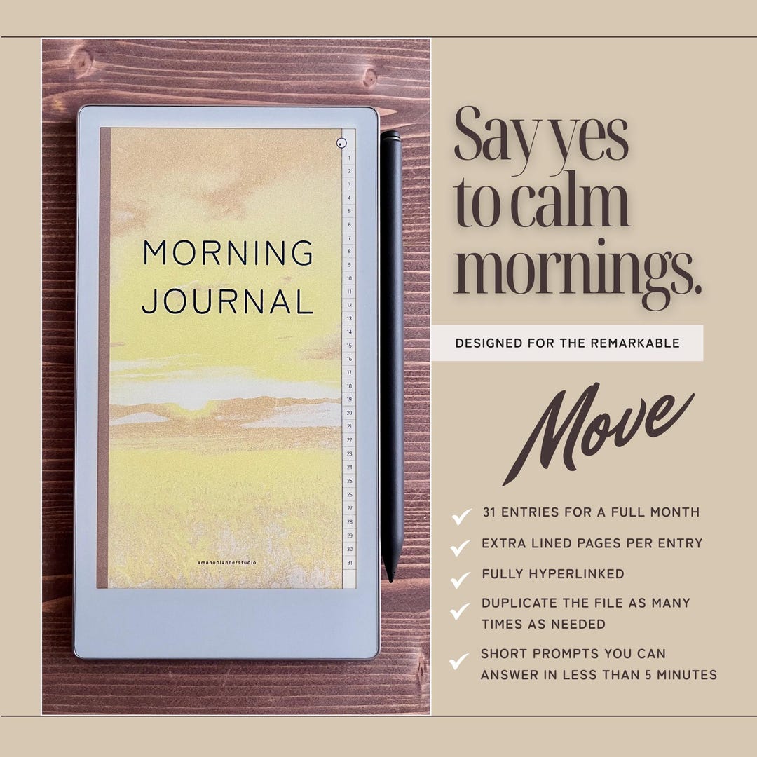 Morning Journal for Remarkable Move, Daily Reflection, Gratitude, Brain Dump Template for the ...