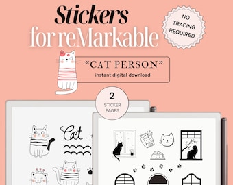 Adesivi istantanei per il tema del gatto di reMarkable, copia e incolla, senza tracciamento, per reMarkable Paper Pro e reMarkable 2, icone colorate e nere
