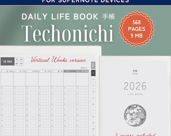 Supernote MantaとNomad用のデイリープランナーとライフブック、Techonichiの日本語スタイル、リスト、会議とプロジェクトプランナー、縦型ウィークリー
