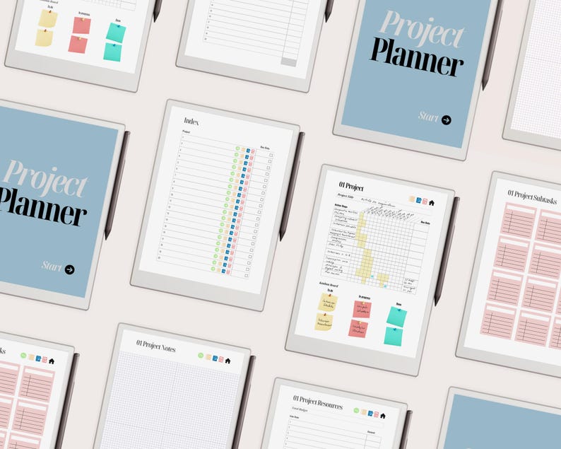Project Planner for Remarkable Paper Pro | Hyperlinked PDF With Color ...