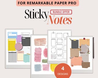 Tracing sticky notes digital template for Remarkable Paper Pro, Post it notes, Brain dump template, Task list template
