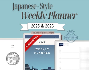 Pacchetto Planner settimanale 2025 2026 per reMarkable Paper Pro e reMarkable 2, planner giapponese, calendario lunare