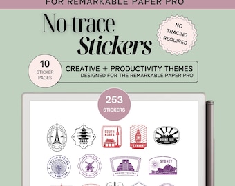 Sofort Sticker für reMarkable 2 und reMarkable Paper Pro, Copy and Paste, ohne Nachverfolgung, Reise Natur und Produktiviät, reMarkable Templates