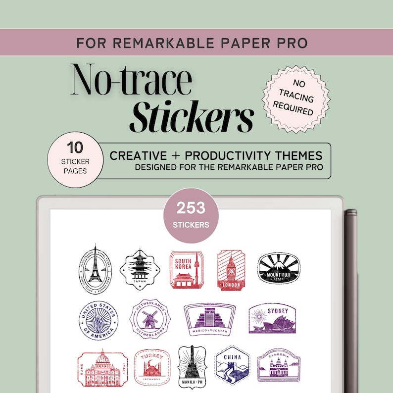 No-trace stickers remarkable paper pro, instant stickers rmpp, travel stickers remarkable paper pro, productivity icons remarkable paper pro, stickers colors remarkable, icon colors remarkable