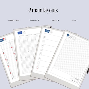 Daily Planner & Life Book for reMarkable Paper Pro, Techonichi Japanese style, quarterly monthly weekly, list tracker, meeting project notes image 3