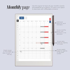 Daily Planner & Life Book for reMarkable Paper Pro, Techonichi Japanese style, quarterly monthly weekly, list tracker, meeting project notes image 5