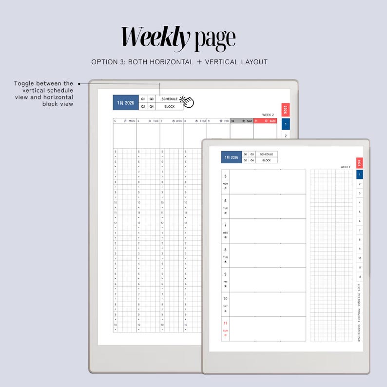 Daily Planner & Life Book for reMarkable Paper Pro, Techonichi Japanese style, quarterly monthly weekly, list tracker, meeting project notes image 9