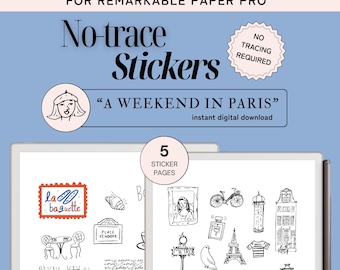 Adesivos instantâneos para o tema reMarkable Paris, copiar e colar, sem traçar, para reMarkable Paper Pro e reMarkable 2, ícones coloridos e pretos