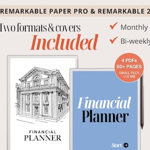 Planificador financiero quincenal y mensual para Remarkable Paper Pro y Remarkable 2, Seguimiento de facturas, Presupuesto quincenal, Seguimiento de deudas, Presupuesto de viajes