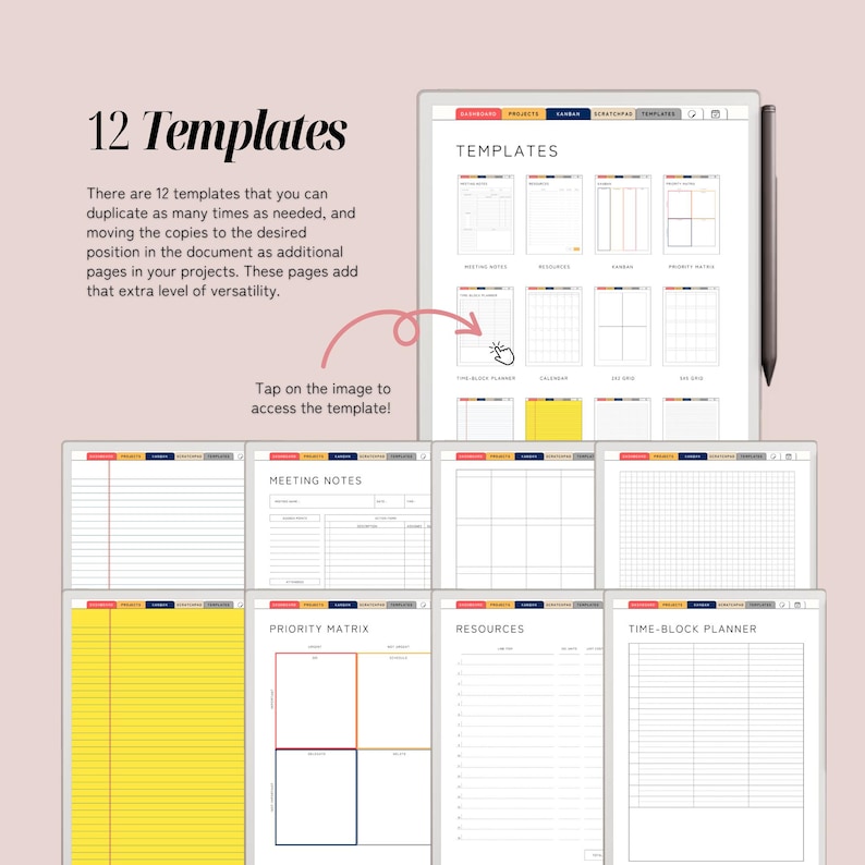 Project Planner for Remarkable Paper Pro, Hyperlinked PDF With Color ...