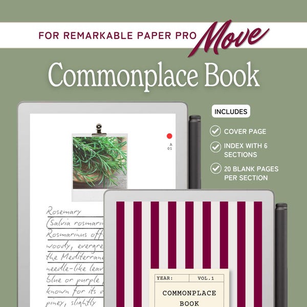 Alltägliches Buch für reMarkable Move, indiziertes, verlinktes PDF-Template, digitales Scrapbook, unbegrenzte Seiten, Bonusbilder, mit Anleitung