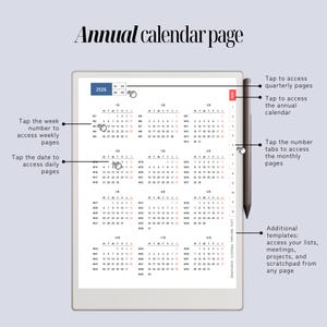 Daily Planner & Life Book for reMarkable Paper Pro, Techonichi Japanese style, quarterly monthly weekly, list tracker, meeting project notes image 2