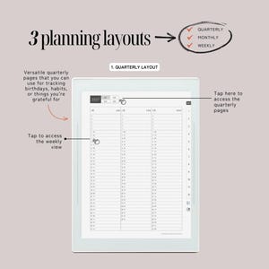 Weekly Planner Techo for Supernote Nomad & A6X, 2027 2026, Japanese planner, quarterly monthly weekly, with lists, notes index, moon phases image 3