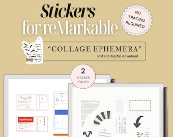 Adesivos instantâneos para tema de colagem reMarkable, copiar e colar, sem traçar, para reMarkable Paper Pro e reMarkable 2, ícones coloridos e pretos