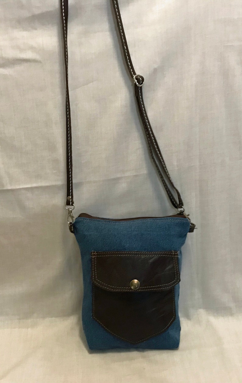 Upcycled Denim Cell Phone Crossbody Bag - Etsy