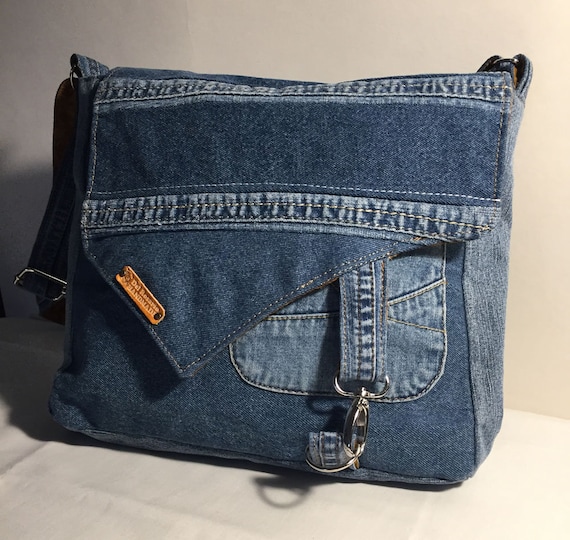 Upcycled/ Repurposed Medium Size Denim Messenger/ Crossbody | Etsy