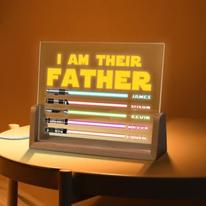 I Am Their Father, Dad Gifts from Kids, Personalized Gifts for Dad, Night Light w Kids Names, Lightsaber Sign Birthday Gift for Dad