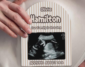 Personalized Ultrasound Picture Frame Magnet, Pregnancy Announcement Gift, Custom Baby Sonogram Frame, Baby Reveal Gift for Grandparents