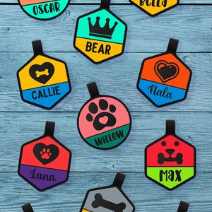 Silicone Dog Tag Personalized, Silent Dog Tags Engraved, Soundless Durable Pet ID Tags, Double Sided Custom Pet Tags for Dogs