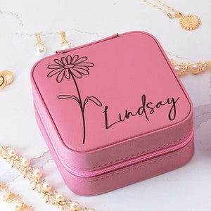 Travel Jewelry Box, Wedding Bridesmaid Gifts, Mother's Day Gifts for Her, Engraved Jewelry Case, Birthday Gift for Women, Jewelry Organizer image 8