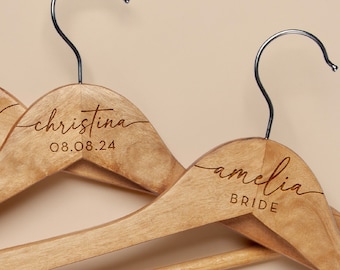 Wedding Hanger Bridesmaid Hangers Personalized, Wedding Dress Hanger, Bride Hanger Wood Engraved, Bridesmaid Proposal Gift, Bridesmaid Gifts