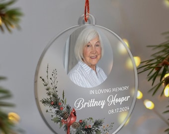 Custom Photo Memorial Ornament, Personalized Memorial Christmas Ornament - In Loving Memory of Loved Ones, Sympathy Gift for Loss