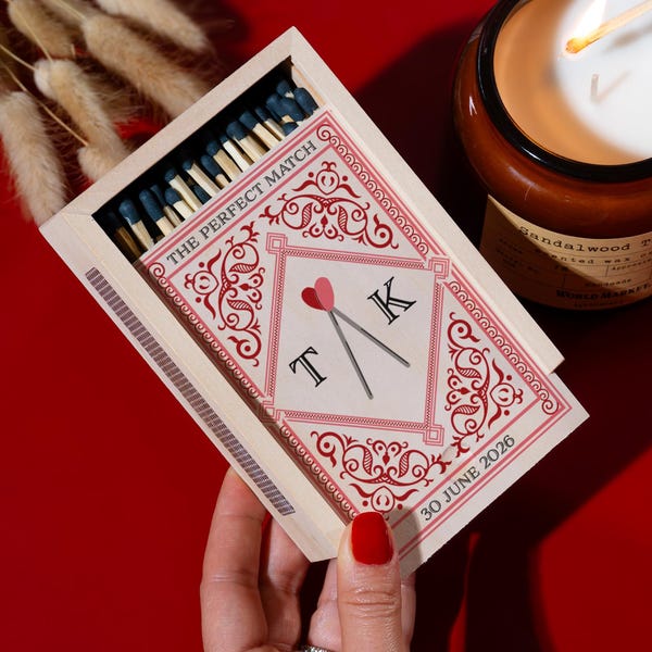 Regalos personalizados de compromiso, regalos de aniversario para parejas, caja de cerillas grande, regalo de boda para la pareja, regalos para la novia, regalo para la despedida de soltera