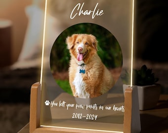 Pet Memorial Gift, Dog Memorial Gift Personalized Night Light, Custom Loss of Pet Sympathy Gift with Pet's Picture, Pet Loss Frame