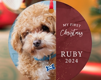 Personalized Dog Ornament, Puppy First Christmas Ornament, Custom Pet Ornament, Keepsake Photo Ornament, Dog Lover Gift, Dog Dad, Dog Mom