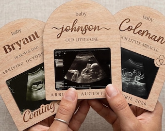 Personalized Ultrasound Picture Frame Magnet, Pregnancy Announcement Gift, Custom Baby Sonogram Frame, Baby Reveal Gift for Grandparents