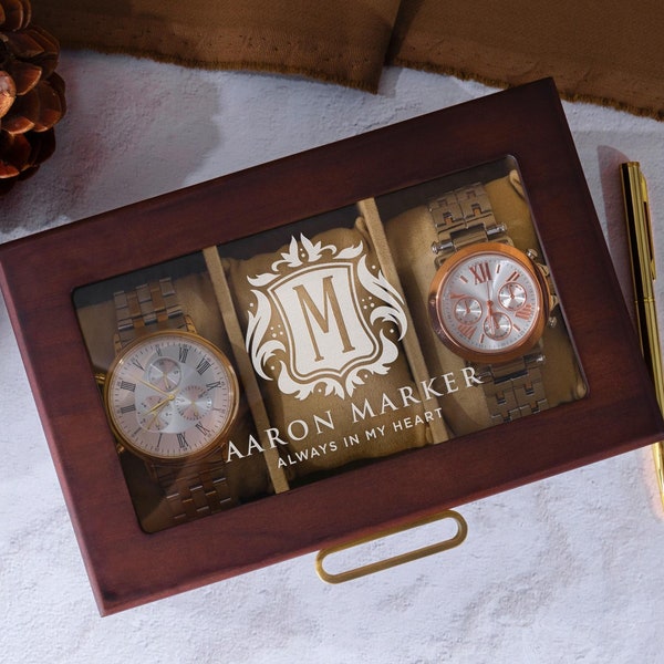 Watch Box Personalized, Custom Gifts for Him, Watch Case for Men, Gifts for Dad, Grandpa, Watch Storage Case Anniversary Gift for Husband