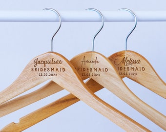 Bridesmaid Hangers Personalized, Wood Hanger for Wedding, Wedding Bridesmaid Gifts, Bridal Hanger Engraved, Bridesmaid Hanger, Name Hanger