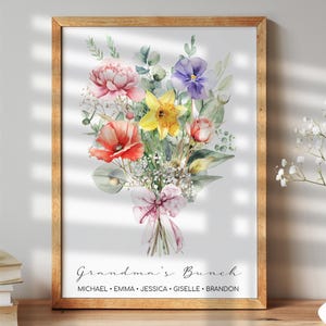 Personalized Gifts for Mom, Custom Family Birth Flower Bouquet Sign, Mom Birth Month Flower Sign, Mothers Day Gifts from Daughter, Kids