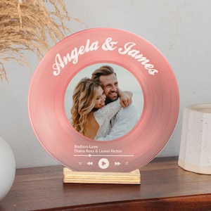 Custom Photo Vinyl Record, Acrylic Song Plaque, Personalized Gift for Her, Wife, Anniversary Gift for Him, Birthday Gift for Her Couple Gift