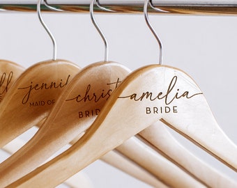 Wedding Hanger Bridesmaid Hangers Personalized, Wedding Dress Hanger, Bride Hanger Wood Engraved, Bridesmaid Proposal Gift, Bridesmaid Gifts