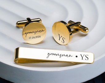 Personalized Tie Clip & Cufflinks, Groomsmen Gifts Wedding, Engraved Cufflinks and Tie Clip Set, Groomsmen Gift Set, Groomsmen Proposal