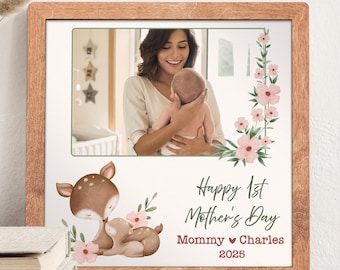 Personalized 1st Mother’s Day Frame with Photo - Custom Gifts for New Mom, Custom Mom Sign, Personalized Gifts for Mom, Grandma Gifts
