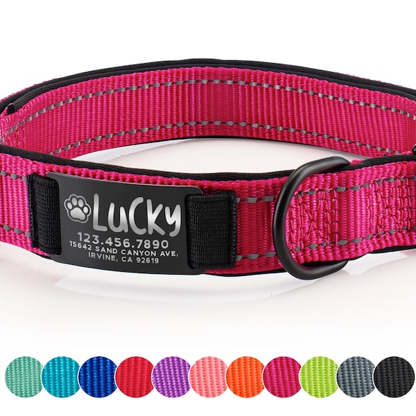 Dog Collar Personalized, Pet Collar Engraved, Custom Dog Collar with Name and Phone Number, Engraved Pet Name Plate, Pet Gift for Dog Lover