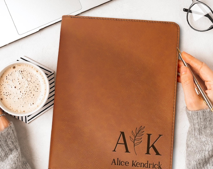 Personalized Leather Portfolio, Custom Portfolio w/ Zipper, Coworker Appreciation Gift, Personalized Padfolio, Employee Gifts Corporate Gift