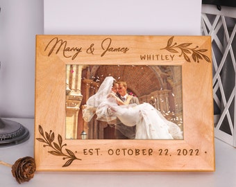 Wedding Frame, Personalized Picture Frame, Wedding Gift Photo Frame Engraved, Housewarming Gifts for the Couples, Anniversary Gifts